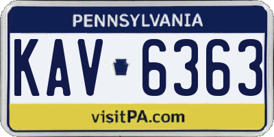 PA license plate KAV6363