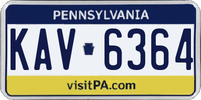 PA license plate KAV6364