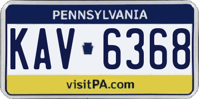 PA license plate KAV6368