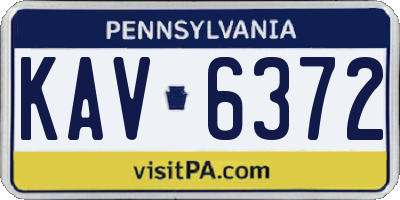PA license plate KAV6372