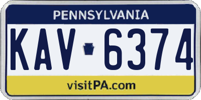 PA license plate KAV6374