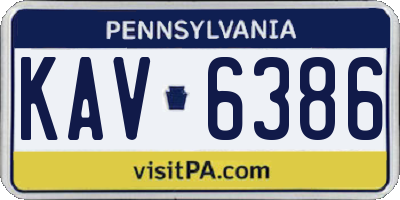 PA license plate KAV6386