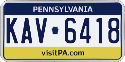 PA license plate KAV6418