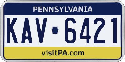 PA license plate KAV6421