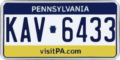 PA license plate KAV6433