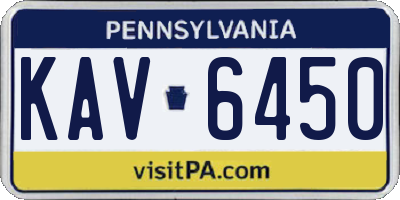 PA license plate KAV6450