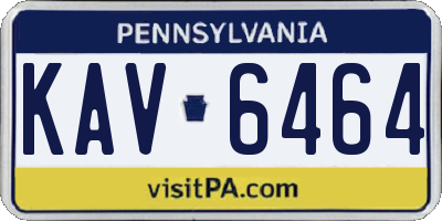 PA license plate KAV6464