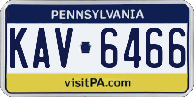 PA license plate KAV6466
