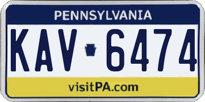 PA license plate KAV6474