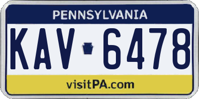 PA license plate KAV6478