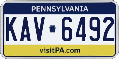 PA license plate KAV6492