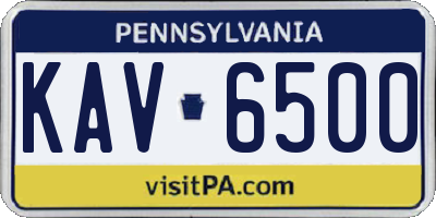 PA license plate KAV6500
