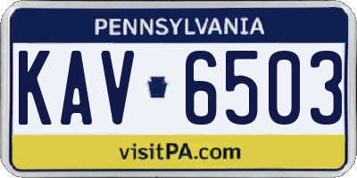 PA license plate KAV6503
