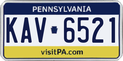 PA license plate KAV6521