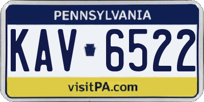 PA license plate KAV6522