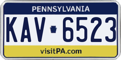 PA license plate KAV6523