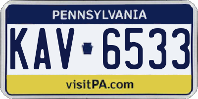 PA license plate KAV6533