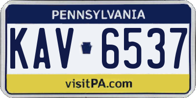 PA license plate KAV6537