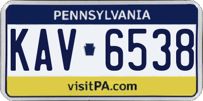 PA license plate KAV6538