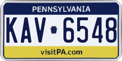 PA license plate KAV6548