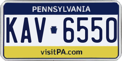 PA license plate KAV6550