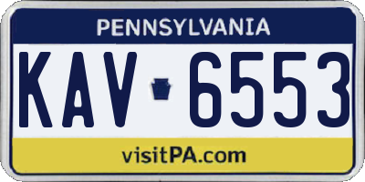 PA license plate KAV6553