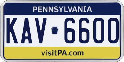 PA license plate KAV6600