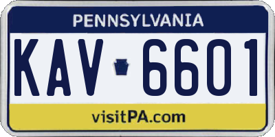 PA license plate KAV6601