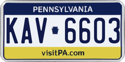 PA license plate KAV6603