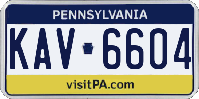 PA license plate KAV6604
