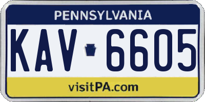PA license plate KAV6605