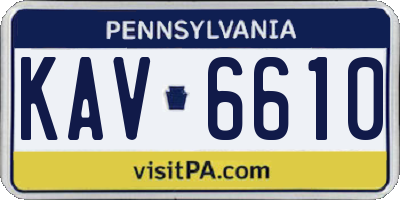 PA license plate KAV6610
