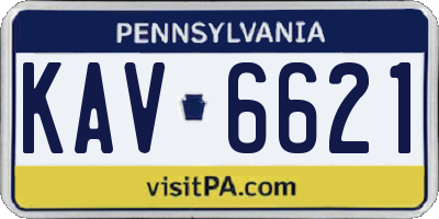 PA license plate KAV6621
