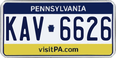 PA license plate KAV6626