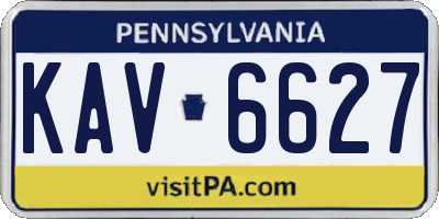 PA license plate KAV6627