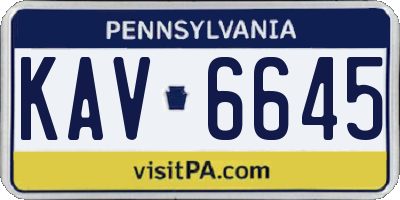 PA license plate KAV6645