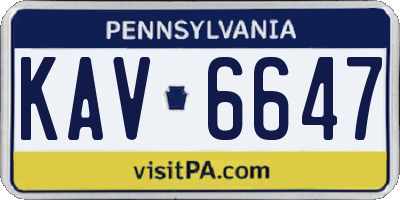 PA license plate KAV6647