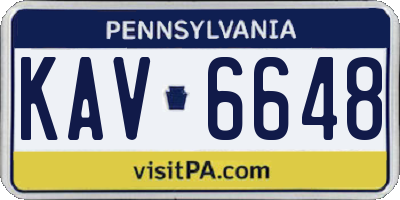 PA license plate KAV6648