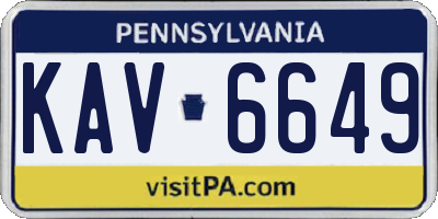 PA license plate KAV6649