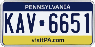 PA license plate KAV6651