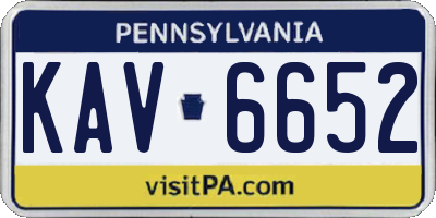 PA license plate KAV6652