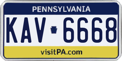 PA license plate KAV6668