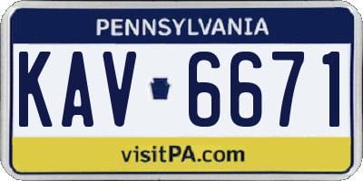PA license plate KAV6671