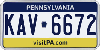 PA license plate KAV6672