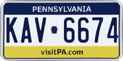 PA license plate KAV6674