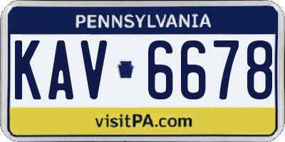 PA license plate KAV6678