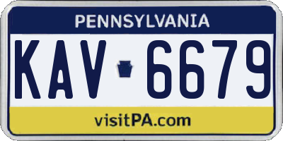 PA license plate KAV6679