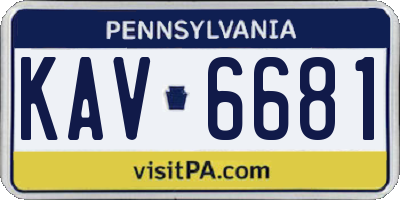 PA license plate KAV6681