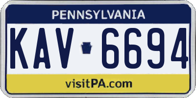 PA license plate KAV6694