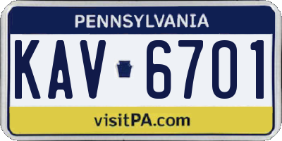 PA license plate KAV6701